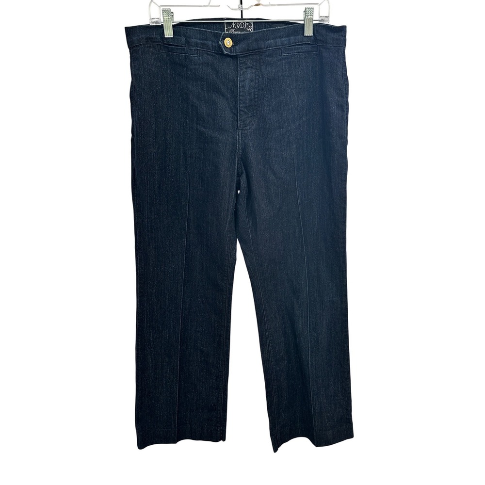NYDJ Premium Denim‎ Metallic Indigo Straight Leg Trousers Size 16